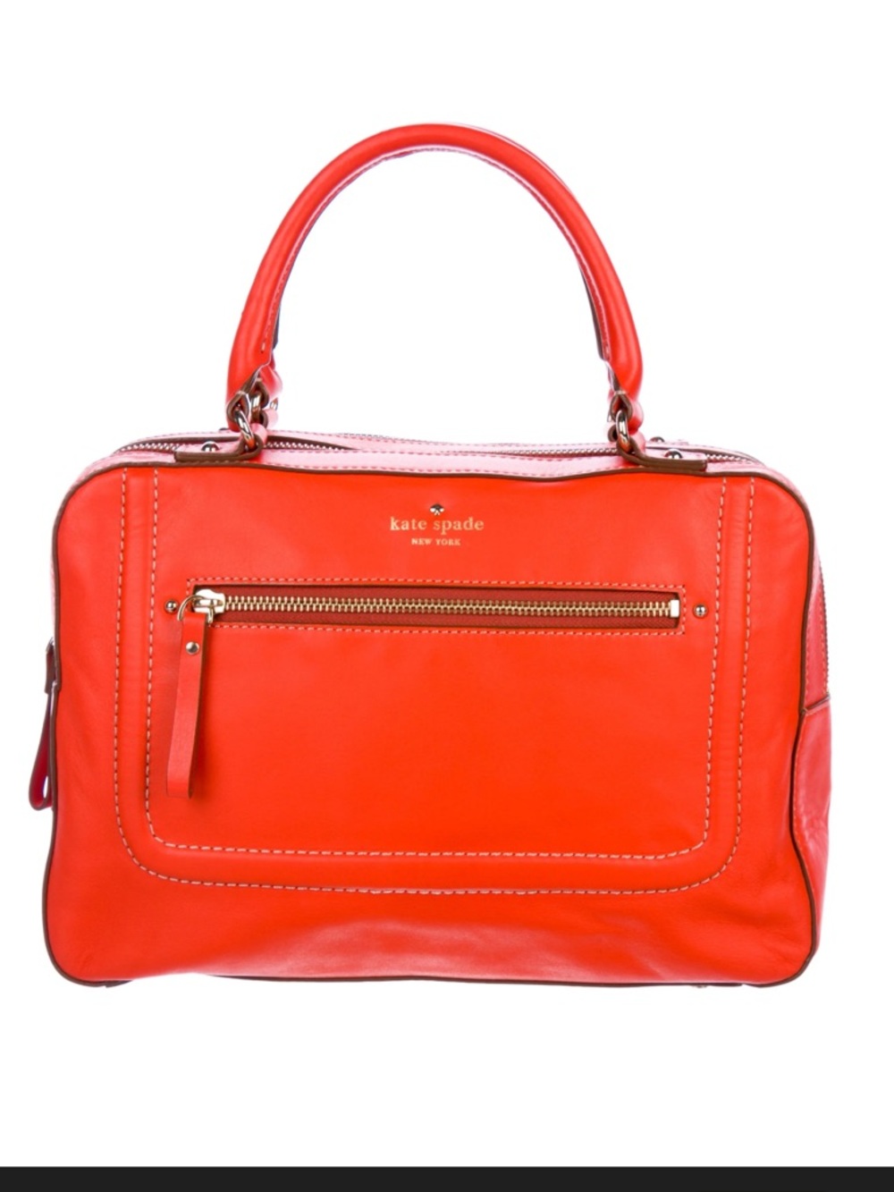 kate spade Cyber Orange Leather medium Satchel, Gold Hardware HTF - Picture 3 of 13